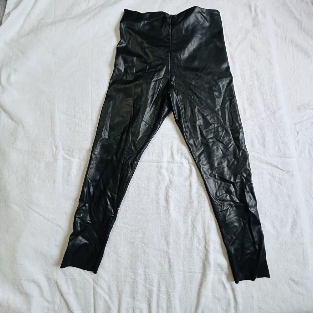 Joie Black Faux Leather High Rise Straight Leg Pants Pleather Women’s Size Large